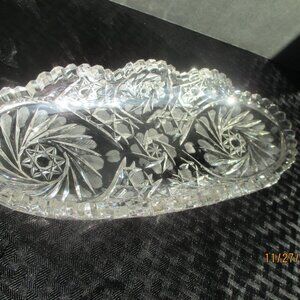 Vintage American Brilliant Cut Period Crystal Glass Celery Dish/11x5/ABP